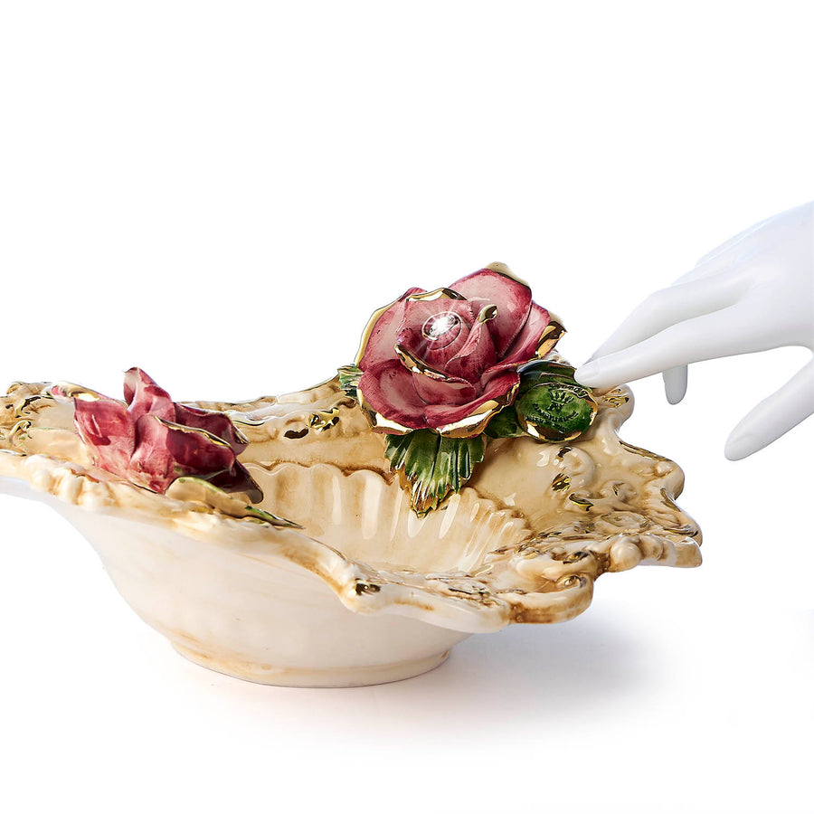 Capodimonte ashtray with two-tone roses
