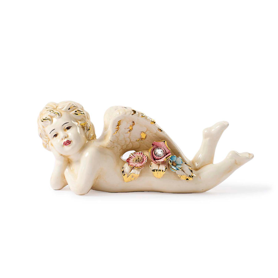 Capodimonte Angel Reclining with Flowers