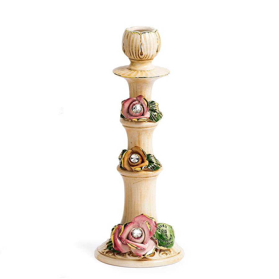 Capodimonte candle holder with roses