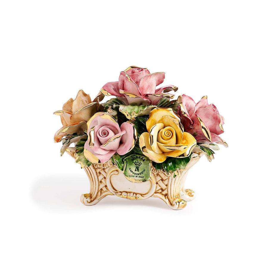 Capodimonte centerpiece on base with roses