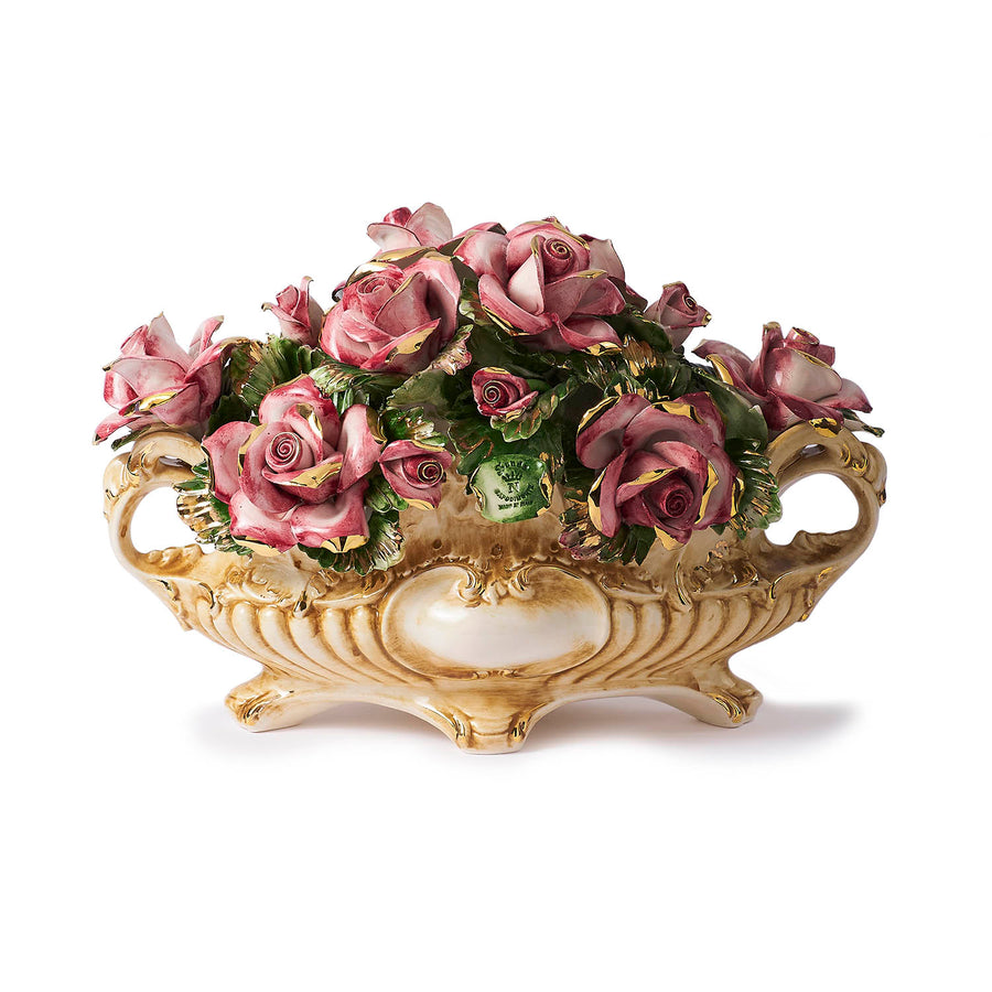 Capodimonte centerpiece with roses and buds