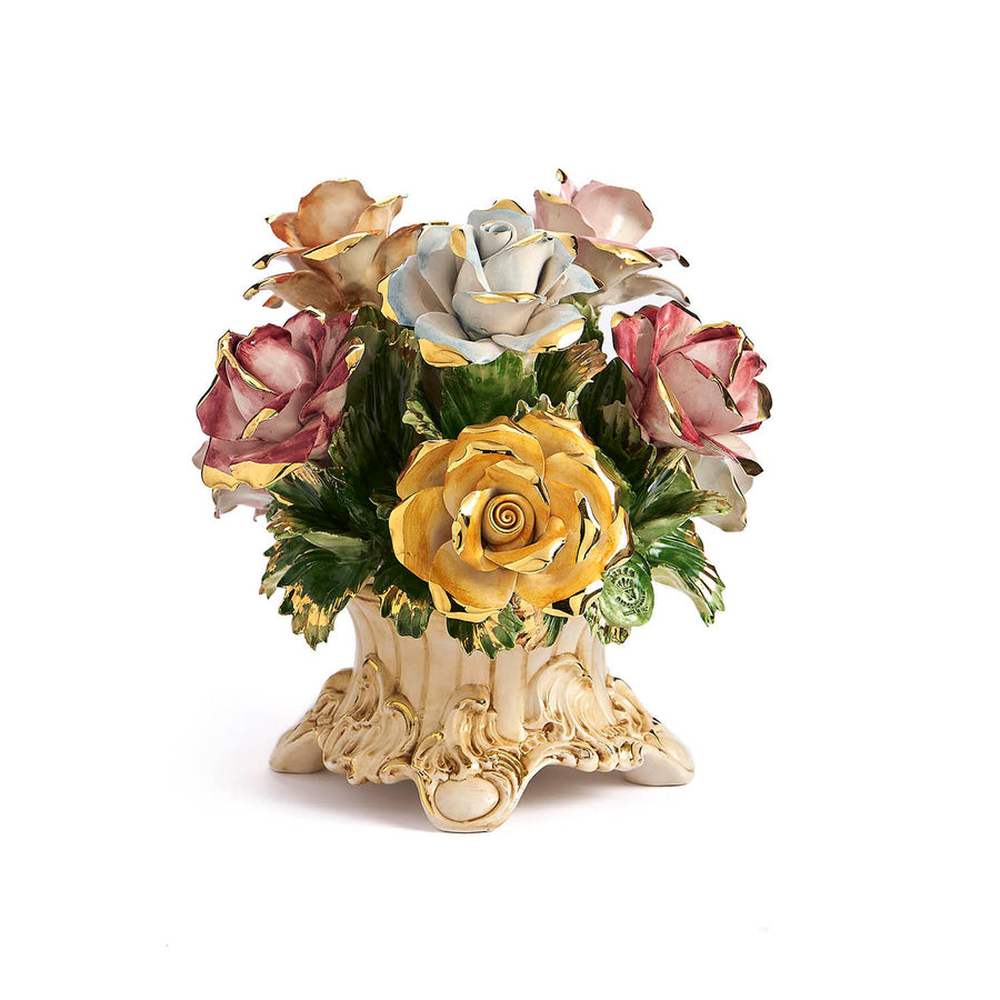 Centrotavola Capodimonte con Rose multicolore