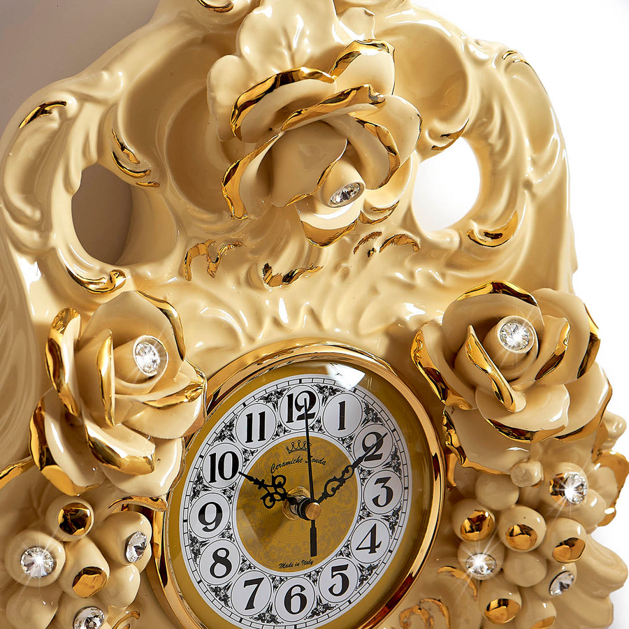 Capodimonte wall clock in cream