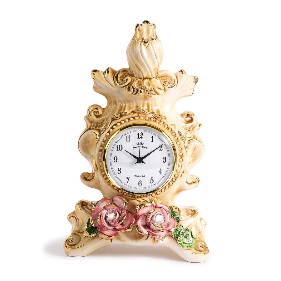 Capodimonte clock with roses