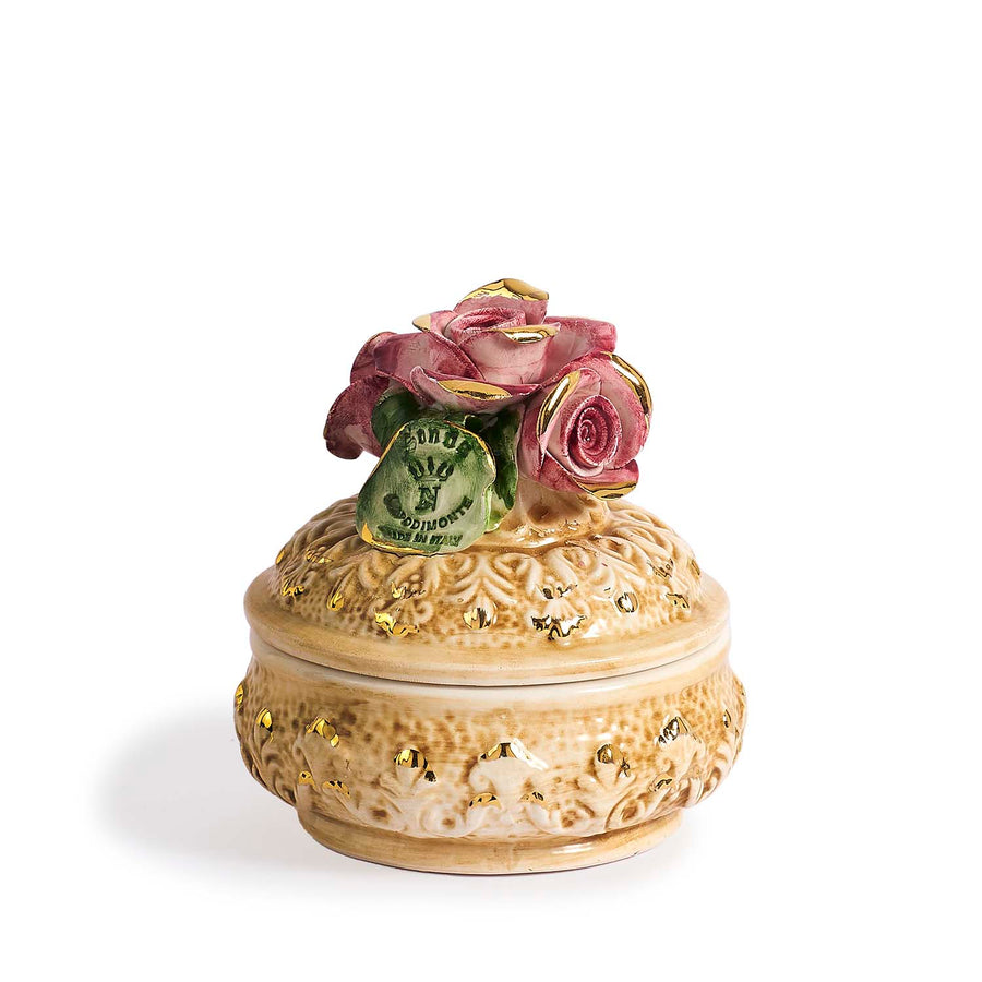 Capodimonte container with roses